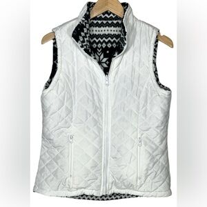 Jade & Ivory Reversible Vest Size‎ Small Quilted Fleece Puffer Fair Isle